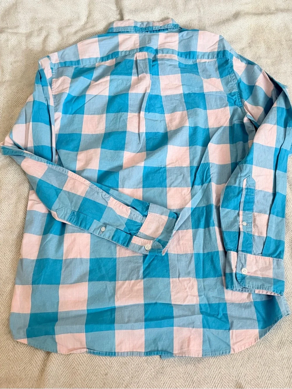 J.Crew Secret Wash Shirt Small Blue Button Up Long Sleeve Slim Fit Plaid NWOT